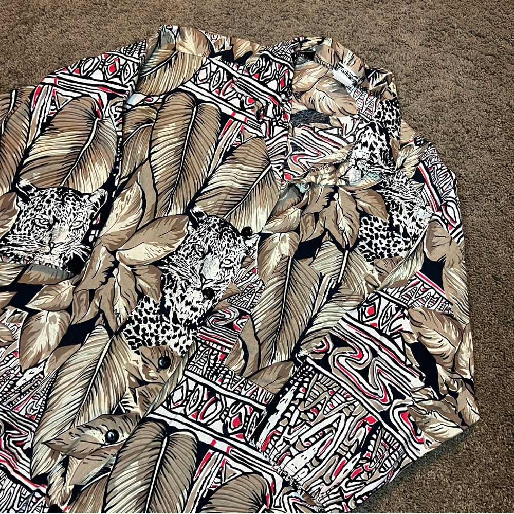 Ardmore Button down shirt leopard jungle size xl made in USA 100% cotton sl22